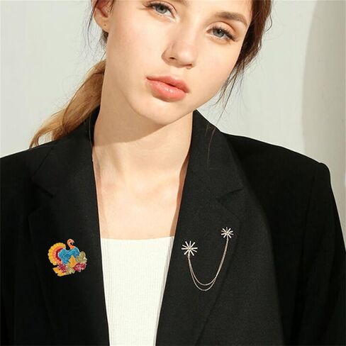 WCRAZYE Thanksgiving Turkey Brooch Pins for Women Girls Cute Vintage Colorful Autumn Fall Turkey Maple Brooches Goth Lapel Pins for Clothes Bags Accessories Gift in Saudi Arabia