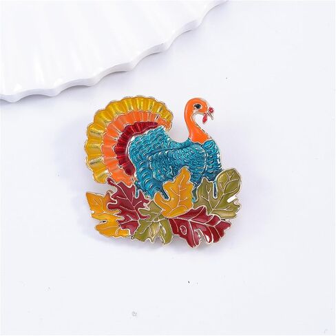 WCRAZYE Thanksgiving Turkey Brooch Pins for Women Girls Cute Vintage Colorful Autumn Fall Turkey Maple Brooches Goth Lapel Pins for Clothes Bags Accessories Gift in Saudi Arabia