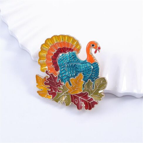 WCRAZYE Thanksgiving Turkey Brooch Pins for Women Girls Cute Vintage Colorful Autumn Fall Turkey Maple Brooches Goth Lapel Pins for Clothes Bags Accessories Gift in Saudi Arabia