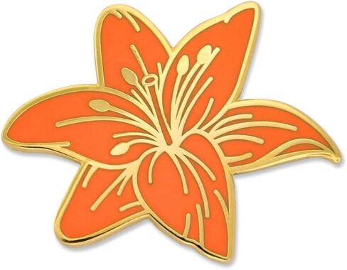 PinMart's Orange Tiger Lily Flower Boutonniere دبوس طية صدر السترة عصري من المينا in Saudi Arabia