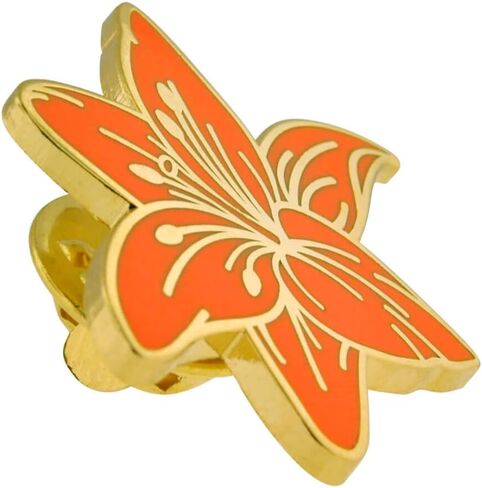 PinMart's Orange Tiger Lily Flower Boutonniere دبوس طية صدر السترة عصري من المينا in Saudi Arabia