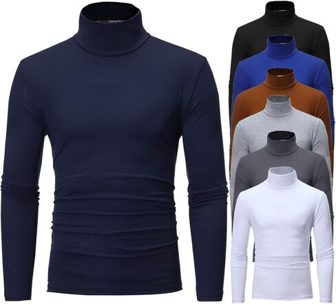 Mens Mock Turtleneck Long Sleeve Shirts, High Neck Thermal Base Layer Lightweight Athletic Undershirt for Cold Weather in Saudi Arabia
