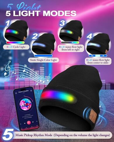 قبعة صغيرة للجنسين مع هدايا RGB Light & Bluetooth للرجال للنساء الأب أبعاد USB قابلة لإعادة الشحن in Kuwait