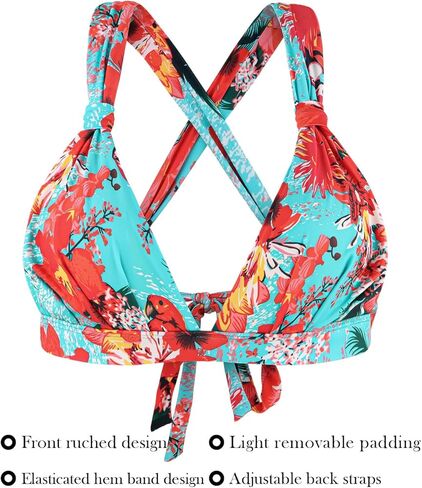 RELLECIGA Women’s Triangle Bikini Top Crisscross Back Swimsuit Padded Push Up Bathing Suit Top in Kuwait
