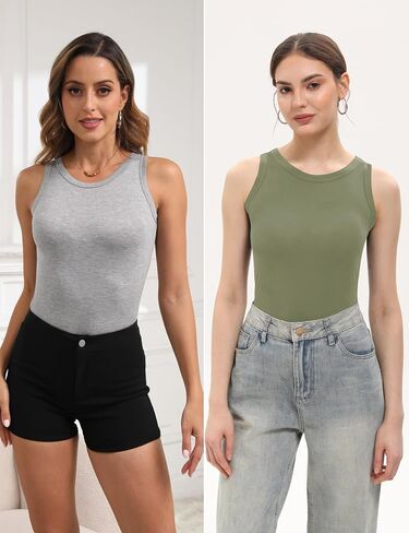 BQTQ 5 Pack Womens Crewneck Tank Tops High Neck Tank Tops Sleeveless Slim Fit Basic Tanks Top Ladies Undershirts in Kuwait