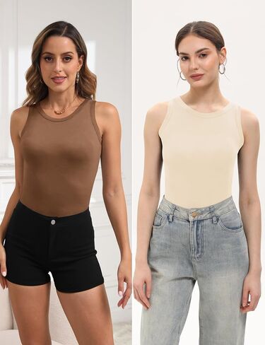 BQTQ 5 Pack Womens Crewneck Tank Tops High Neck Tank Tops Sleeveless Slim Fit Basic Tanks Top Ladies Undershirts in Kuwait
