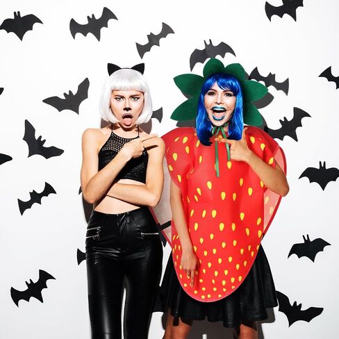 Jecery 2 Pcs Halloween Strawberry Costume for Women Men Adult Real Fruit Slice Costume with Headband Funny Fruit Cosplay Outfits Dress up Party in Saudi Arabia