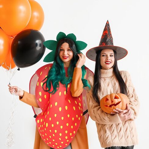 Jecery 2 Pcs Halloween Strawberry Costume for Women Men Adult Real Fruit Slice Costume with Headband Funny Fruit Cosplay Outfits Dress up Party in Saudi Arabia