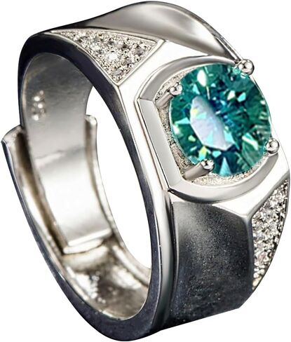 925 Sterling Silver Emerald Ring for Men and Women, Green Vintage Silver Birthstone diamond Emerald ring for Anniversary Engagement Statement Promise Birthday Presents in Saudi Arabia