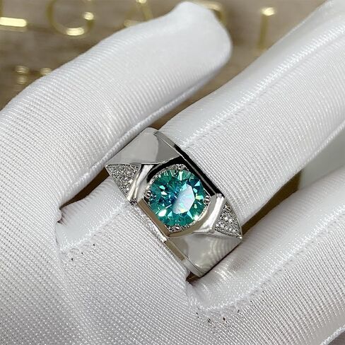 925 Sterling Silver Emerald Ring for Men and Women, Green Vintage Silver Birthstone diamond Emerald ring for Anniversary Engagement Statement Promise Birthday Presents in Saudi Arabia