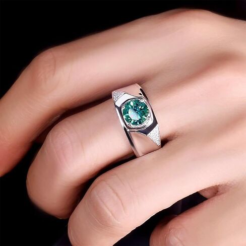 925 Sterling Silver Emerald Ring for Men and Women, Green Vintage Silver Birthstone diamond Emerald ring for Anniversary Engagement Statement Promise Birthday Presents in Saudi Arabia
