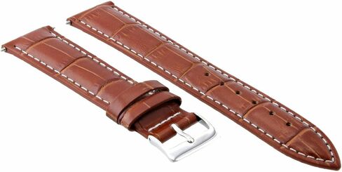 حزام ساعة جلدي من Ewatchparts مقاس 22 ملم متوافق مع ساعة سيتيزن ايكو درايف Bl5250-02L باللون البني مع خياطة بيضاء in Saudi Arabia