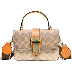 Small Crossbody Bags for Women - Leather Purse Handbag - Fashion Design - Golden Buckle (ORANGE) in Saudi Arabia