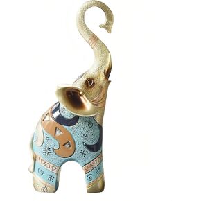 Gold Elephant Statues Decor, 8.46 Inch Good Luck Home Decor Figurine, Resin Art Sculptures and Statues, Animal Gifts Home Tabletop Decoration, Living Room, Bathroom, Office,Bookshelf (2 Pack) in Saudi Arabia