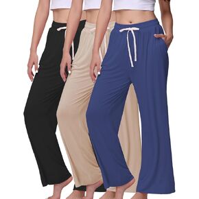 Veseacky المرأة مريحة تمتد الرباط واسعة الساق صالة السراويل عارضة منامة قيعان S-XXL in Kuwait