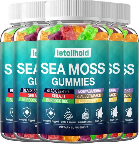 Sea Moss Gummies - Irish Sea Moss Gummies Advanced for Adults with Ashwagandha Bladderwrack & Burdock Root for Supports Immune，Energy - 60 Vegan Gummy,2PCS in Saudi Arabia