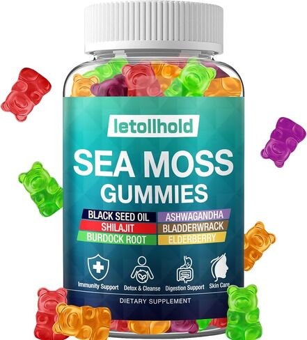 Sea Moss Gummies - Irish Sea Moss Gummies Advanced for Adults with Ashwagandha Bladderwrack & Burdock Root for Supports Immune，Energy - 60 Vegan Gummy,2PCS in Saudi Arabia