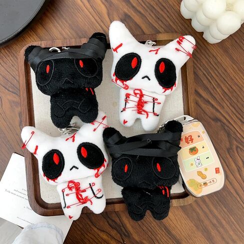 Halloween Horror Plush Keychain Creepy Bloody Doll Keyring Scary Accessories for Backpack Car Pendant in Saudi Arabia