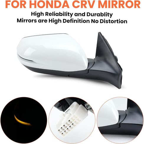 Passenger Side Mirror Compatible With 2017-2022 Honda CRV EX EX-L Touring Mirrors With Heated Blind Spot Turn Signal Power Glass Manual Folding White Replace# 76201T1WA01ZF(9Pins) in Saudi Arabia