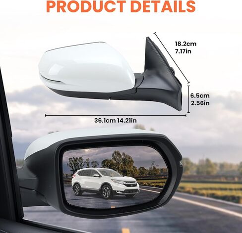 Passenger Side Mirror Compatible With 2017-2022 Honda CRV EX EX-L Touring Mirrors With Heated Blind Spot Turn Signal Power Glass Manual Folding White Replace# 76201T1WA01ZF(9Pins) in Saudi Arabia