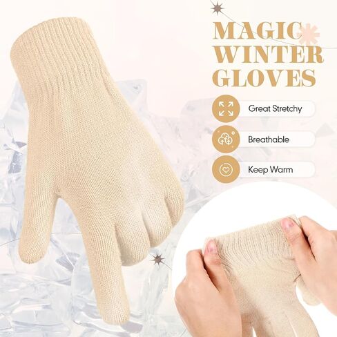 Sintege Winter Beanie Hat Gloves Set Soft Knitted Lined Hat Stretchy Gloves Warm Cap Gifts for Women Men in Saudi Arabia