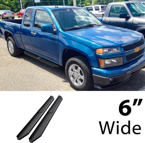 HD Ridez Flat Running Board 6" Black Compatible with Chevy Colorado GMC Canyon 2004-2012 Extended Cab & Isuzu i-Series 2006-2008 (Nerf Bar Side Steps Side Bars) in Saudi Arabia