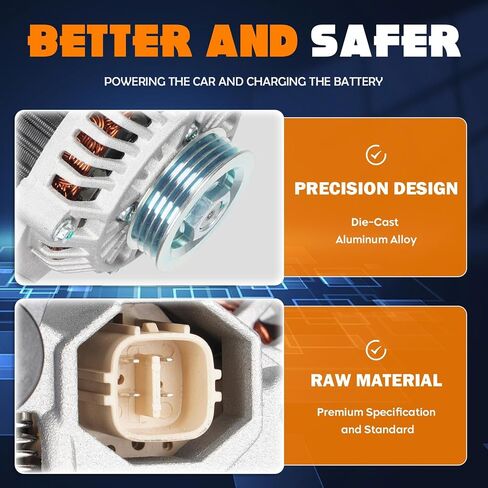 New Alternator 75 Amp Fit for Honda Civic with Standard Equipment 1996 1997, for Honda Civic 1998-2000 (1999 Civic not fit SI model), for Honda Civic del Sol 1996 1997, 12V 1.6 1.6L, AMT0091 113035 in Saudi Arabia