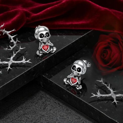 Ghost/Bat/Skull Stud Earrings 925 Sterling Silver Gothic Earrings Halloween Gothic Jewelry for Women in Kuwait