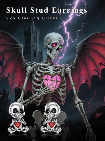 Ghost/Bat/Skull Stud Earrings 925 Sterling Silver Gothic Earrings Halloween Gothic Jewelry for Women in Kuwait