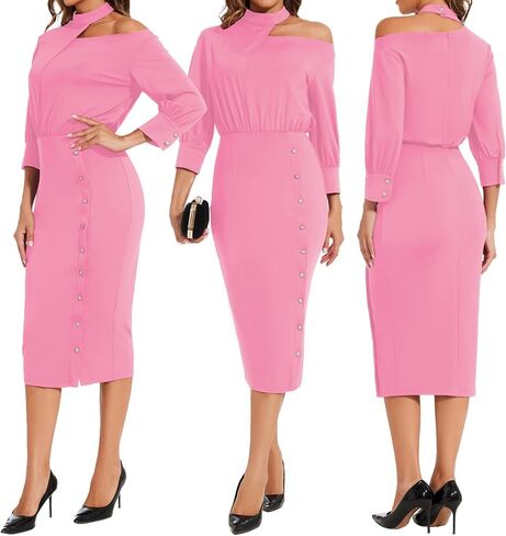 Hugenice Women's Sexy One Counter 3/4 Sleeve Sleeve Business Business Pency Grase in Kuwait