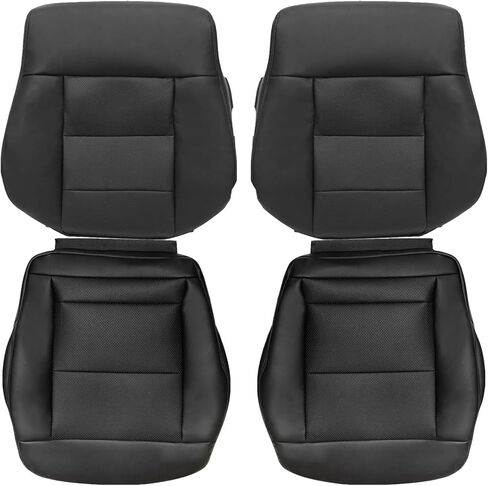 SecosAutoparts Black Leather Driver & Passenger Side Bottom Replacement Seat Cover & Top Leather Cover Compatible with Mercedes Benz E-Class E200 E250 E300 E350 2010 2011 2012 2013 2014 2015 2016 in Saudi Arabia