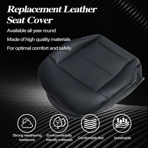 SecosAutoparts Black Leather Driver & Passenger Side Bottom Replacement Seat Cover & Top Leather Cover Compatible with Mercedes Benz E-Class E200 E250 E300 E350 2010 2011 2012 2013 2014 2015 2016 in Saudi Arabia