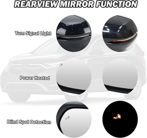 Passenger Side Mirror Compatible With 2017-2022 Honda CRV EX EX-L Touring Mirrors With Heated Blind Spot Turn Signal Power Glass Manual Folding White Replace# 76201T1WA01ZF(9Pins) in Saudi Arabia