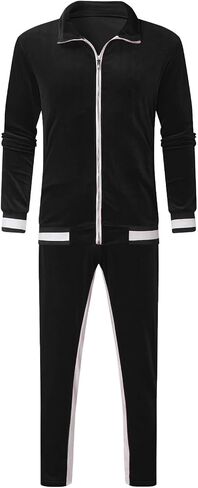 Jogging Suits for Men Velour Tracksuits Sweatsuits Zip Jacket Retro Color Stripe Warm Outfit Casual Loungewear in Saudi Arabia