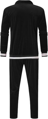 Jogging Suits for Men Velour Tracksuits Sweatsuits Zip Jacket Retro Color Stripe Warm Outfit Casual Loungewear in Saudi Arabia