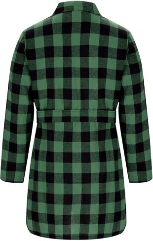 Robe for Women Plaid Long Sleeve Lightweight Spa Knee Length Bathrobe with Belt Color Block Soft Fashion Loungewear in Saudi Arabia