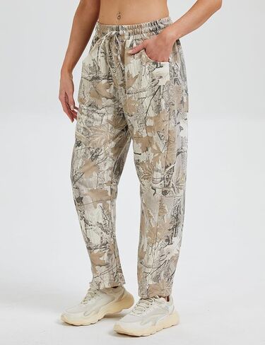 بنطال رياضي نسائي واسع الساق، سروال Palazzo فضفاض، سروال رياضي برباط مطاطي مع جيوب in Kuwait