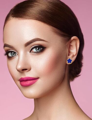 Gold Plated Stainless Steel Four Leaf Clover Stud Earrings for Women in Saudi Arabia