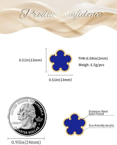 Gold Plated Stainless Steel Four Leaf Clover Stud Earrings for Women in Saudi Arabia