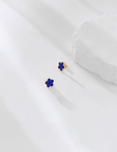 Gold Plated Stainless Steel Four Leaf Clover Stud Earrings for Women in Saudi Arabia