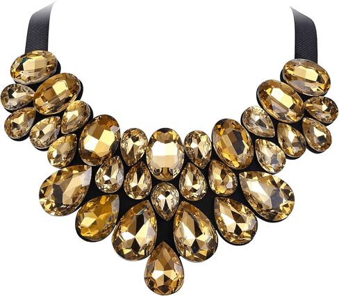 Flyonce Rhinestone Statement Necklace Chunky Choker Crystal Costume Jewelry for Women in Kuwait