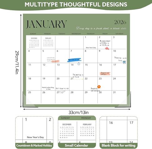 2025-2026 Magnetic Fridge Calendar, 18 Month 11.4''×13'' Fridge Calendar Runs from January 2025 to June 2026 Magnetic Calendar for Refrigerator for Personal Planning and Organizing in Kuwait