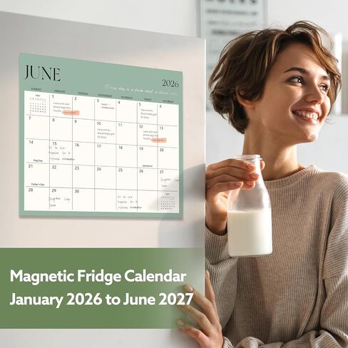 2025-2026 Magnetic Fridge Calendar, 18 Month 11.4''×13'' Fridge Calendar Runs from January 2025 to June 2026 Magnetic Calendar for Refrigerator for Personal Planning and Organizing in Kuwait