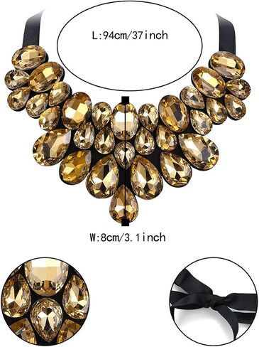 Flyonce Rhinestone Statement Necklace Chunky Choker Crystal Costume Jewelry for Women in Kuwait