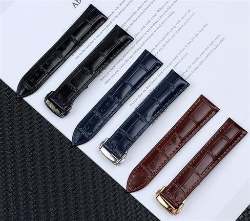 Calfskin Genuine Bamboo Grain Leather Watch Band For Omega Strap 300 DeVille Watchband Bracelet Logo in Saudi Arabia