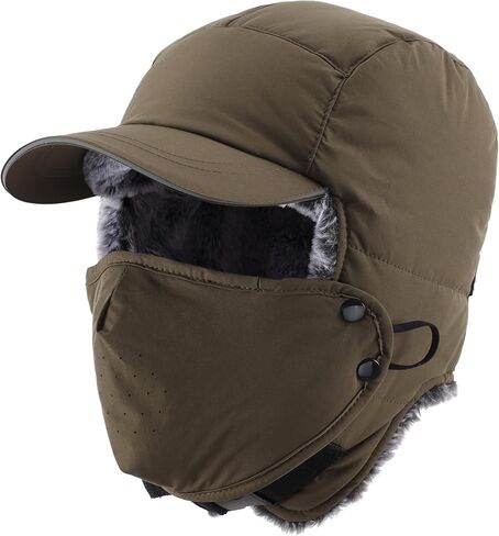 Connectyle Trapper Hat for Men Women Faux Fur Winter Hat with Ear Flaps Water-Resistant Hunting Hats Ushanka Skiing Cap in Saudi Arabia