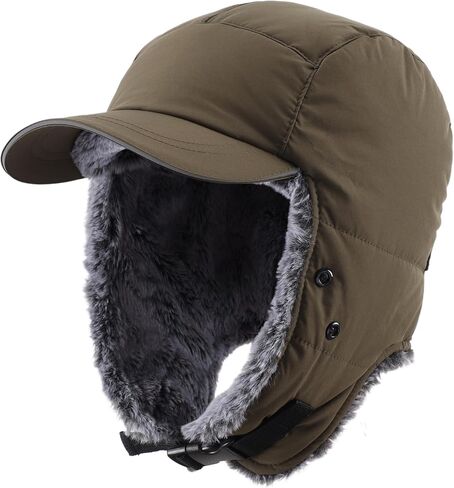 Connectyle Trapper Hat for Men Women Faux Fur Winter Hat with Ear Flaps Water-Resistant Hunting Hats Ushanka Skiing Cap in Saudi Arabia