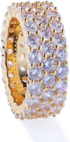 14K Gold Sparkling Moissanite Multi-Row Ring, Eye-Catching Elegance, Versatile Gift for Men and Women in Saudi Arabia