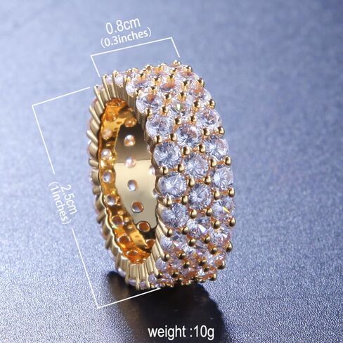 14K Gold Sparkling Moissanite Multi-Row Ring, Eye-Catching Elegance, Versatile Gift for Men and Women in Saudi Arabia
