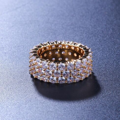 14K Gold Sparkling Moissanite Multi-Row Ring, Eye-Catching Elegance, Versatile Gift for Men and Women in Saudi Arabia